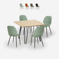 Industriële set met tafel 80x80 cm met 4 kunstleren design stoelen Wright Light Aanbieding