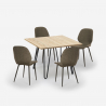 Industriële set met tafel 80x80 cm met 4 kunstleren design stoelen Wright Light Voorraad