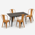 conjunto 4 cadeiras vintage mesa de jantar 120x60cm madeira metal summit Model