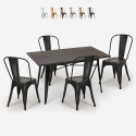 ensemble de 4 chaises de style Lix vintage et 1 table à manger 120x60cm bois métal summit Promotion