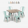 ensemble de 4 chaises de style vintage et 1 table 80x80cm industriel cuisine hedges Remises