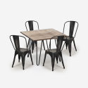 ensemble de 4 chaises de style Lix vintage et 1 table 80x80cm industriel cuisine hedges Achat