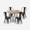 ensemble de 4 chaises de style Lix vintage et 1 table 80x80cm industriel cuisine hedges Achat