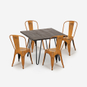 ensemble table carrée 80x80cm bois métal 4 chaises vintage style hedges dark Caractéristiques
