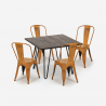 ensemble table carrée 80x80cm bois métal 4 chaises vintage style hedges dark Caractéristiques