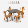 ensemble table carrée 80x80cm bois métal 4 chaises vintage style hedges dark Vente