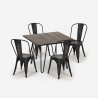 conjunto mesa quadrada 80x80cm madeira metal 4 cadeiras vintage hedges dark Keuze
