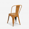 ensemble table carrée 80x80cm bois métal 4 chaises vintage style hedges dark 