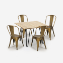 Set van 4 vintage stijl stoelen en industriële keukentafel 80x80 cm Hedges Light Prijs