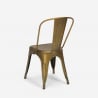 ensemble table 80x80cm métal bois 4 chaises vintage de style bar cuisine hedges light 