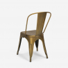 Set van 4 vintage stijl stoelen en industriële keukentafel 80x80 cm Hedges Light 