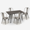 Ensemble  table à manger 120x60cm bois métal 4 chaises de style vintage weimar Dimensions