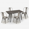 Ensemble  table à manger 120x60cm bois métal 4 chaises de style vintage weimar Dimensions