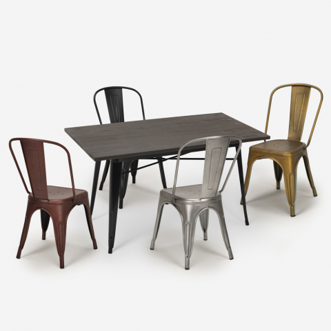 conjunto 4 cadeiras Lix vintage mesa de jantar 120x60cm industrial hamilton Aanbieding