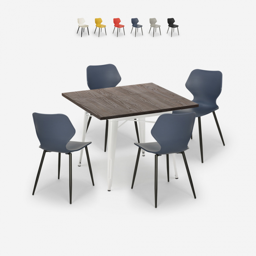 Ensemble Table Carrée 80x80cm Cuisine Bar 4 Chaises Design Howe Light Vente Ensemble Table Carrée 80x80cm Cuisine Bar 4 Chaises Design Howe Light Vente