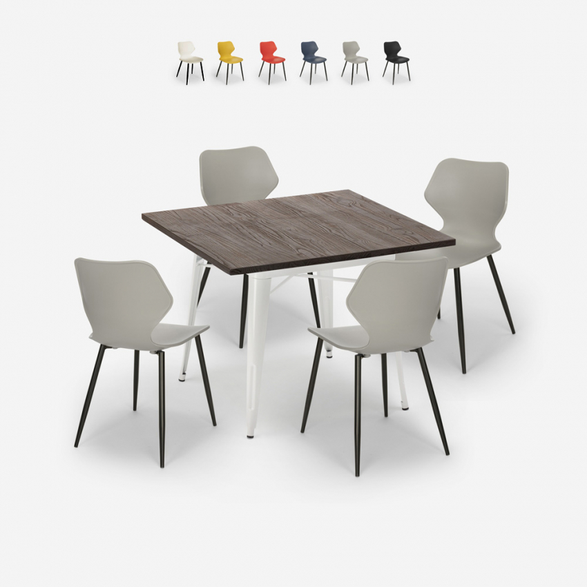 conjunto mesa quadrada 80x80cm Lix cozinha bar 4 cadeiras design howe light Korting