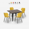 Set met vierkante tafel 80x80 cm en 4 stoelen in modern design Howe Dark Korting
