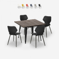 Set met vierkante tafel 80x80 cm en 4 stoelen in modern design Howe Dark Aanbieding