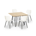 Conjunto mesa quadrada estilo industrial 80x80cm 4 cadeiras design Sartis Light Model