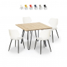 Conjunto mesa quadrada estilo industrial 80x80cm 4 cadeiras design Sartis Light Verkoop