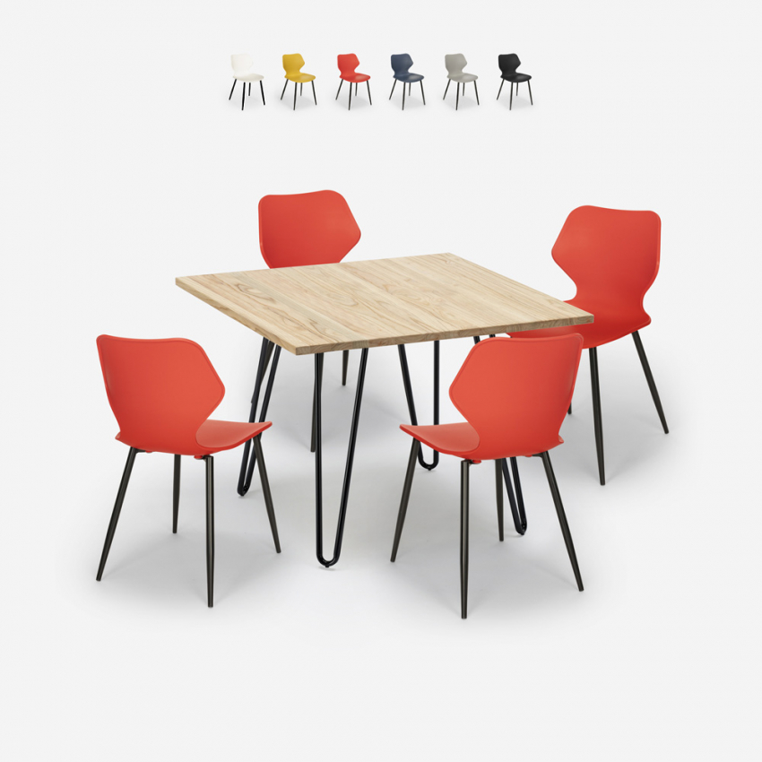 Ensemble Table Carrée 80x80cm et 4 Chaises Design Style Industriel Sartis Light Catalogue Ensemble Table Carrée 80x80cm et 4 Chaises Design Style Industriel Sartis Light Catalogue