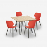 Ensemble Table Carrée 80x80cm et 4 Chaises Design Style Industriel Sartis Light 