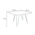 Ensemble Table Carrée 80x80cm et 4 Chaises Design Style Industriel Sartis Light 