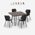 Industriële set met vierkante tafel 80x80 cm en 4 polypropyleen stoelen Sartis Dark Aanbieding
