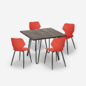 Conjunto 4 cadeiras design mesa quadrada 80x80cm madeira metal Sartis Dark Kosten