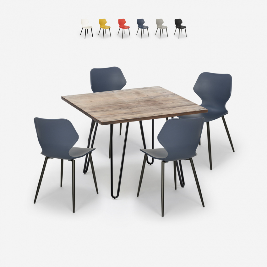 Ensemble Table Carrée 80x80cm Design Industriel 4 Chaises Polypropylène Sartis Offre Ensemble Table Carrée 80x80cm Design Industriel 4 Chaises Polypropylène Sartis Offre