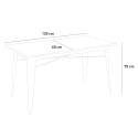 ensemble 4 chaises table rectangulaire 120x60cm design industriel bantum 