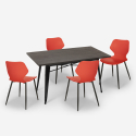 ensemble 4 chaises table rectangulaire 120x60cm design industriel bantum 