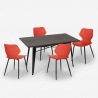 ensemble 4 chaises table rectangulaire 120x60cm design industriel bantum 