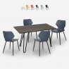Industriële set met 4 stoelen en rechthoekige tafel 120x60 cm Pakis Aanbod