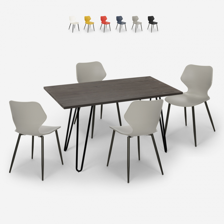 Ensemble 4 Chaises Design Table 120x60cm Cuisine Salle À Manger Pakis Réductions