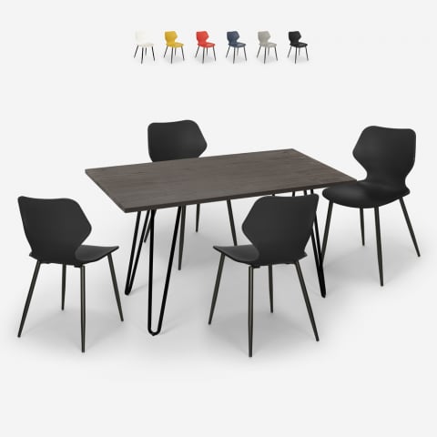 Ensemble 4 Chaises Tolix Design Table 120x60cm Cuisine Salle À Manger Pakis