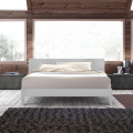 Modern houten tweepersoonsbed 160x200 cm met lattenbodem en hoofdbord Linz King Aanbieding