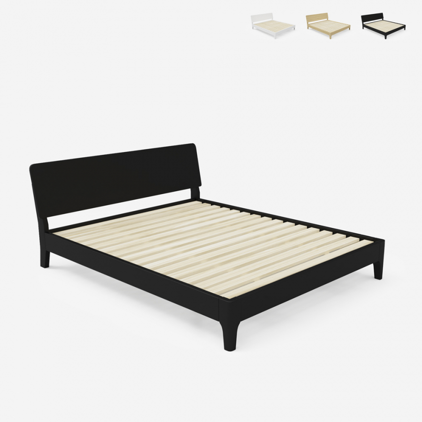 Modern houten tweepersoonsbed 160x200 cm met lattenbodem en hoofdbord Linz King Prijs Modern houten tweepersoonsbed 160x200 cm met lattenbodem en hoofdbord Linz King Prijs