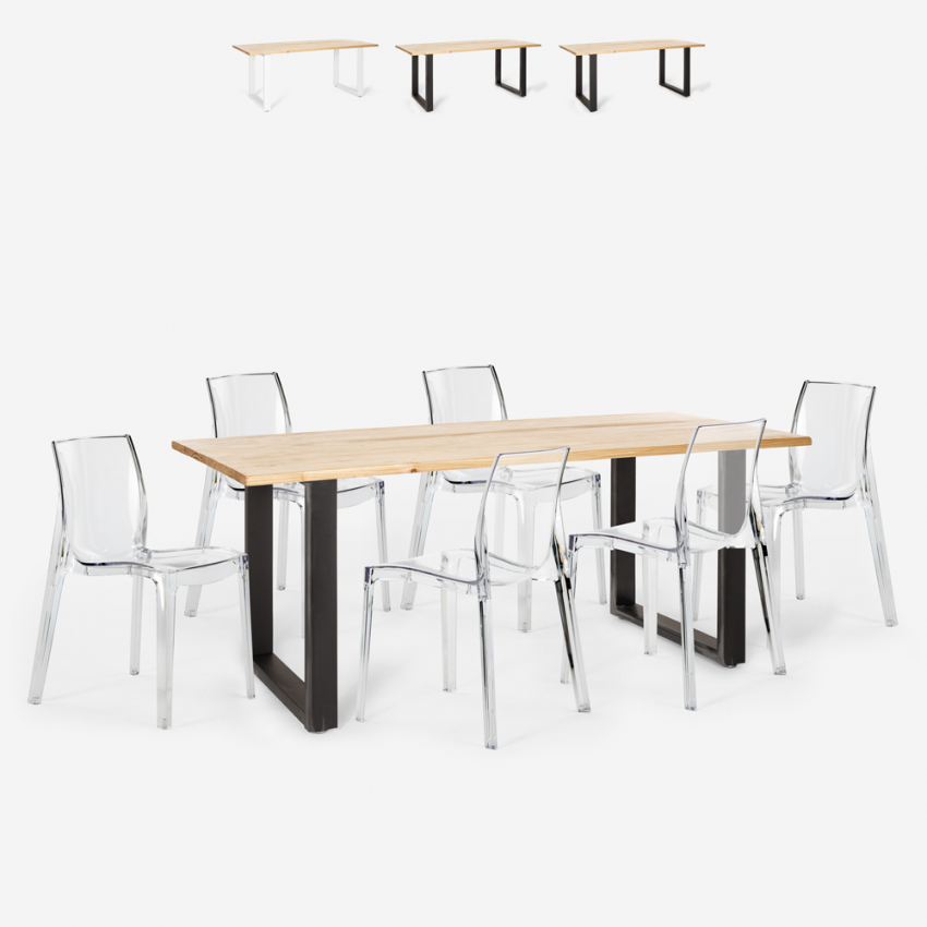 Ensemble 6 Chaises Design Transparentes et Table À Manger 180x80cm Industriel Bois et Métal Vice Catalogue Ensemble 6 Chaises Design Transparentes et Table À Manger 180x80cm Industriel Bois et Métal Vice Catalogue
