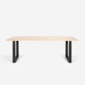 Industriële set met eettafel 220x80 cm en 8 transparante designstoelen Virgil Afmetingen