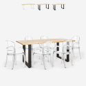 Set met eettafel 180x80 cm van hout en metaal en 6 transparante stoelen Jaipur L Aanbieding