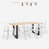 Set met eettafel 180x80 cm van hout en metaal en 6 transparante stoelen Jaipur L Aanbieding