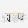 Set met eettafel 180x80 cm van hout en metaal en 6 transparante stoelen Jaipur L Catalogus