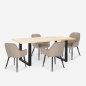 Set van 4 fluwelen design stoelen en tafel in industriële stijl 160x80 cm Samsara M1 Kortingen