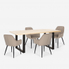 Set van 4 fluwelen design stoelen en tafel in industriële stijl 160x80 cm Samsara M1 Kortingen