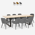 Set van 8 fluwelen design stoelen en tafel in industriële stijl 220x80 cm Samsara XXL1 Aanbieding