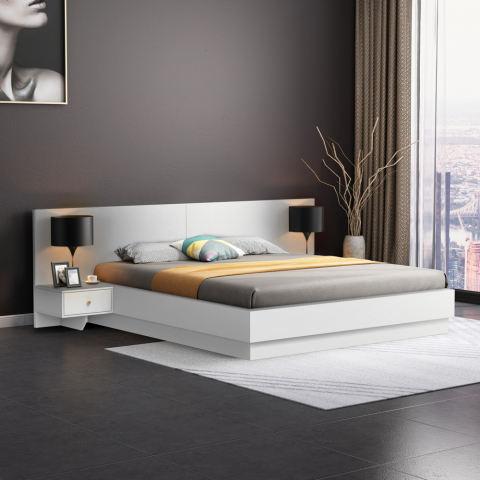 Lit double coffre ouvrant 160x190cm avec tables de chevet  Schwaz Promotion