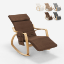 Fauteuil à bascule en bois design scandinave avec repose-pieds réglable Odense Réductions