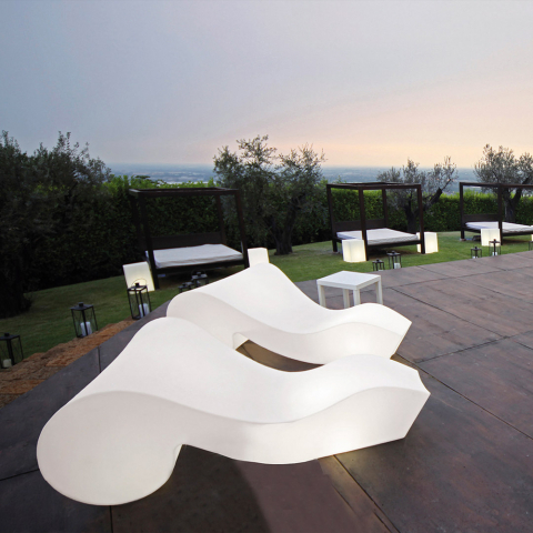 Chaise Longue Lumineuse Design Moderne Extérieur Jardin Terrasse Rococò Slide Promotion