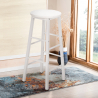 Tabouret haut bar cuisine design industriel bois métal repose-pieds Tamm Réductions